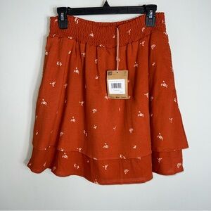 Toad & Co Manzana Tiered Skirt-Rust Orange-Elastic Waist-Large-NWT